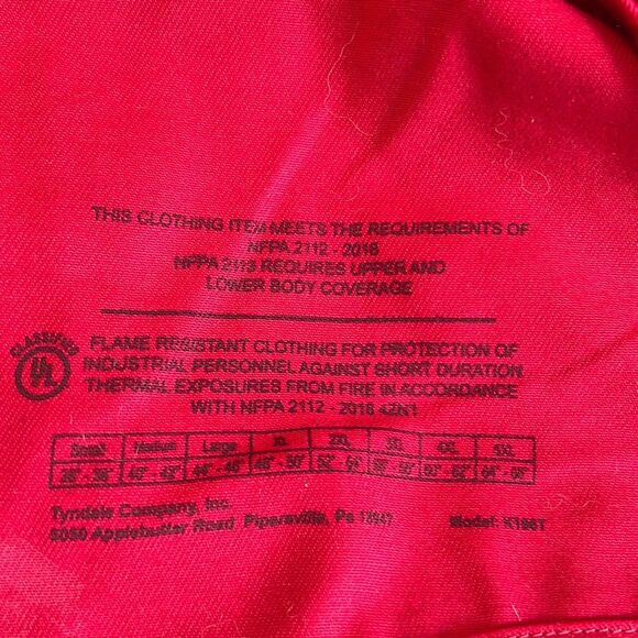 Tyndale FR Men's Red Flame Resistant Long Sleeve Work Button Up Shirt Work XL - Picture 7 of 13